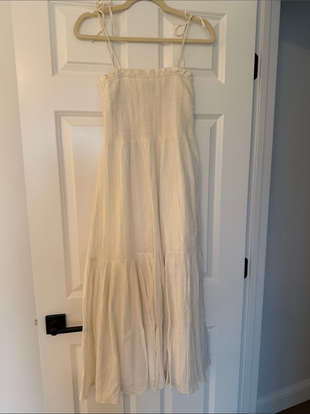 Joie Off-White Smocked Top with Delicate Ruffle